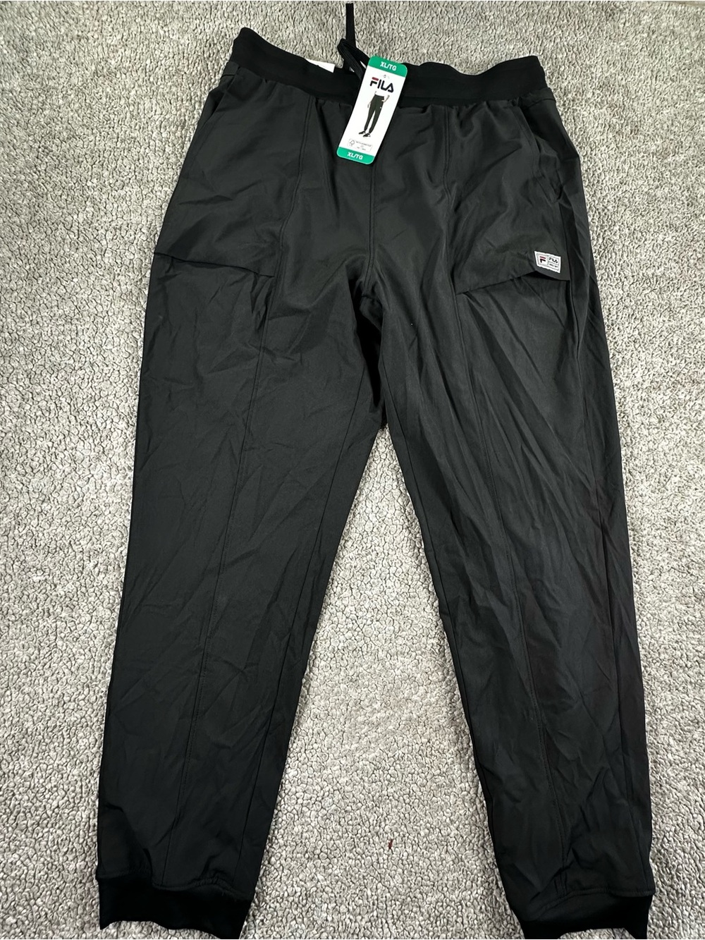 Fila men's Jogger Pants Black Size XL/TG Drawstring Athletic